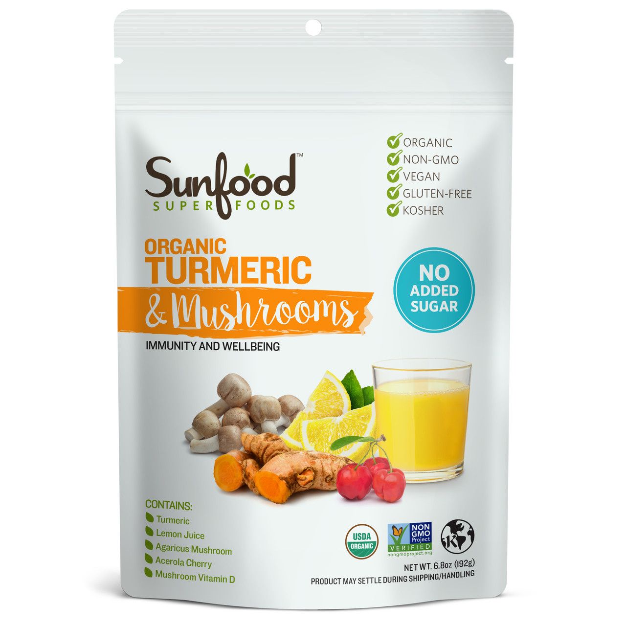 Sunfood - Organic Turmeric and Mushrooms - 6.8 oz
