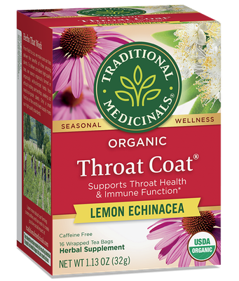 Traditional Medicinals - Organic Lemon Echinacea Throat Coat Herbal Tea - 16 Bags