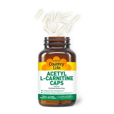 Country Life - Acetyl L-Carnitine Caps 500 mg - 60 Veg Capsules