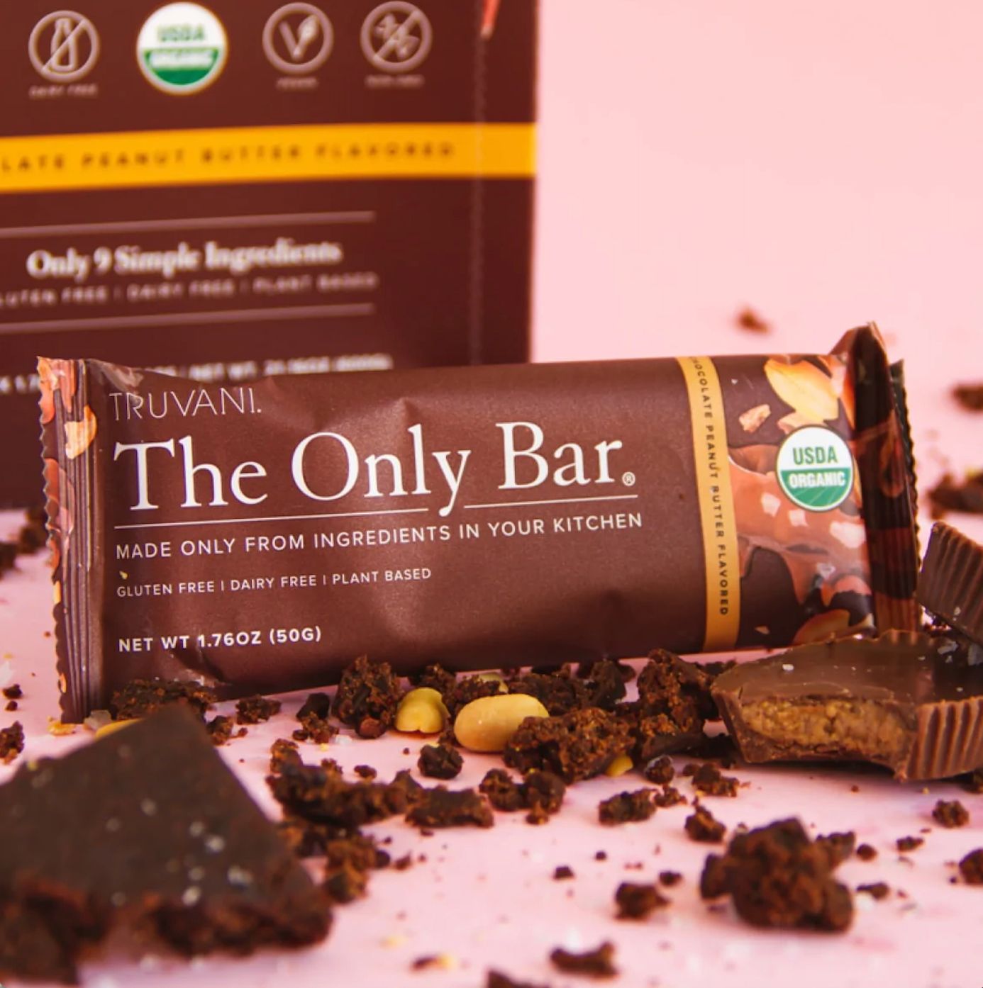 Truvani - Box of The Only Bar Chocolate Peanut Butter - 12 Bars