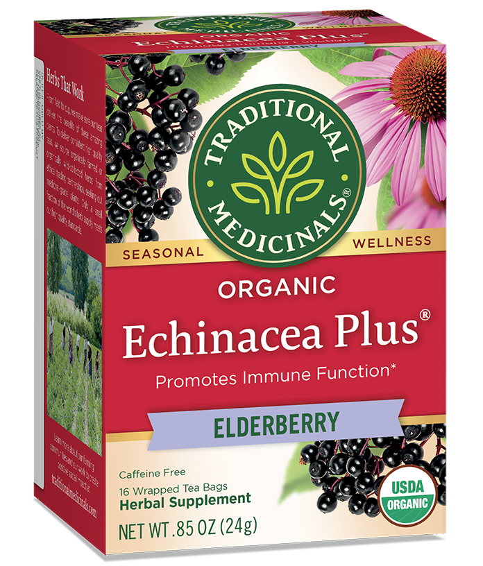 Traditional Medicinals - Organic Echinacea Elder Herbal Tea - 16 Bags