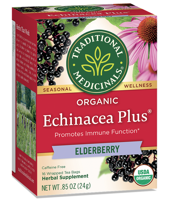 Traditional Medicinals - Organic Echinacea Elder Herbal Tea - 16 Bags