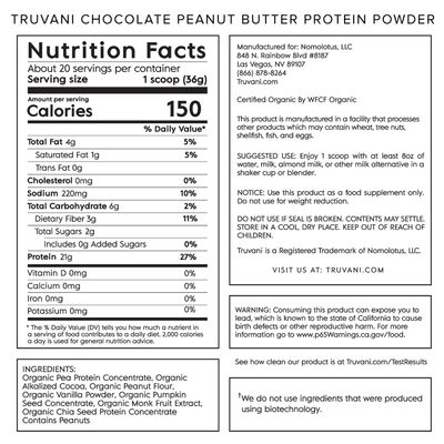 Truvani - Protein Chocolate Peanut Butter - 20 Servings