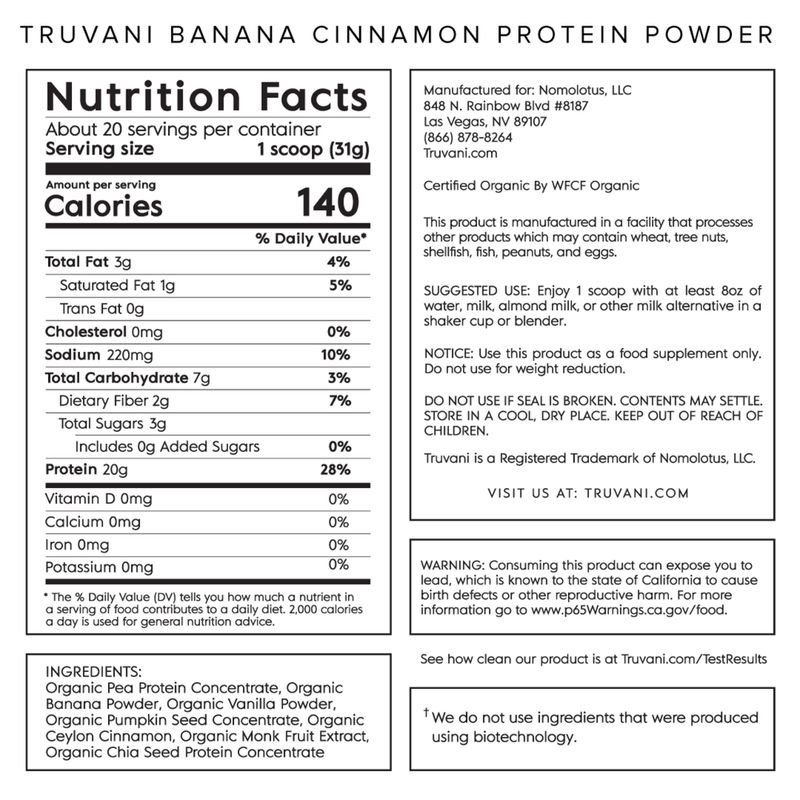 Truvani - Protein Banana Cinnamon - 20 Servings