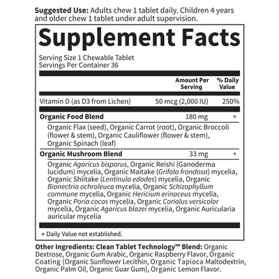 Garden of Life - Mykind Organics 2000 IU Vegan D3 Raspberry-Lemon - 30 Chewables