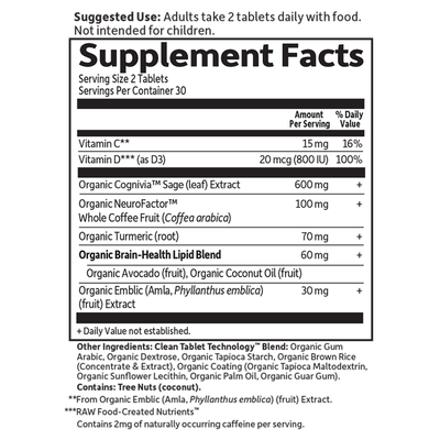 Garden of Life - Dr. Formulated Brain Health Memory &amp; Focus - 60 Tablets