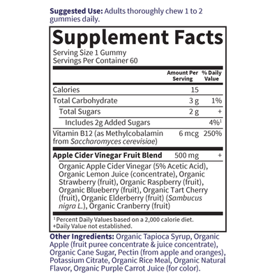 Garden of Life - Mykind Organics Apple Cider Vinegar Gummy - 60 Gummies