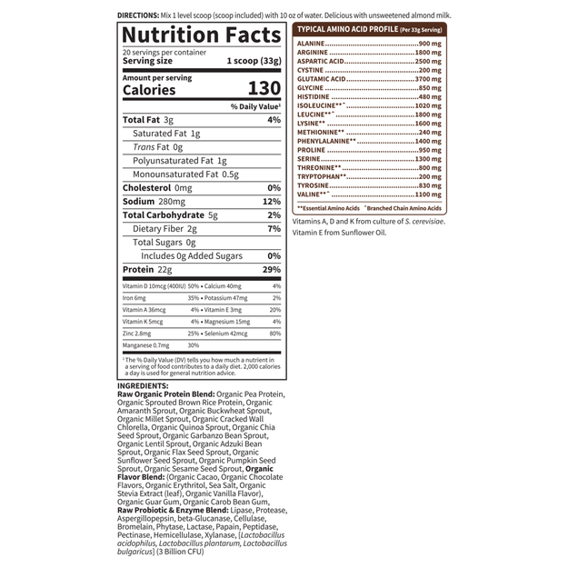 Garden of Life - Raw Organic Plant Protein Chocolate - 700 g