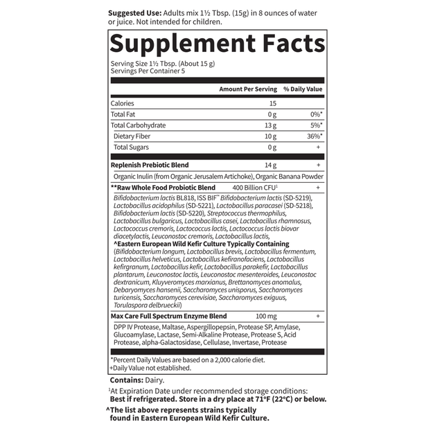 Garden of Life - Raw Probiotics 5 Day Max Care 400 Billion Cfu - 2.4 oz powder