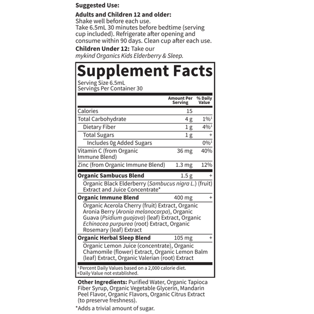 Garden of Life - Mykind Organics Elderberry &amp; Sleep Immune Syrup - 6.59 oz