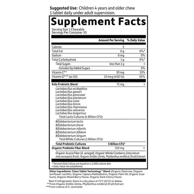Garden of Life - Dr. Formulated Probiotics Kids + Tasty Organic Berry Cherry - 30 Chewables