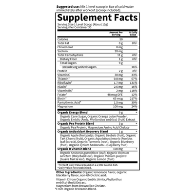 Garden of Life - Sport Organic Plant Based Energy + Focus Blackberry - 432 g