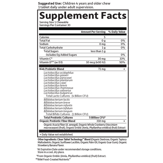 Garden of Life - Dr. Formulated Kids Probiotics 5 Billion Strawberry Banana - 30 Chewables