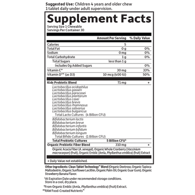 Garden of Life - Dr. Formulated Kids Probiotics 5 Billion Strawberry Banana - 30 Chewables