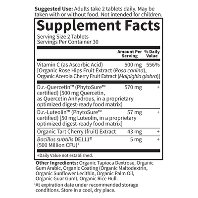 Garden of Life - Dr. Formulated Quercetin Drop Uric Acid 500mg - 60 Vegan Tablets