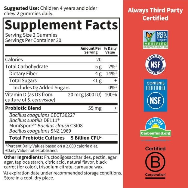 Garden of Life - Dr. Formulated Probiotics Kids 5 Billion Strawberry - 60 Gummies