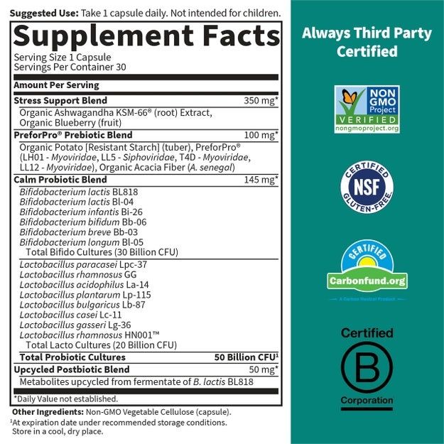 Garden of Life - Dr. Formulated Probiotics Calm 50 Billion - 30 Veg Capsules