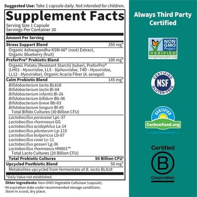 Garden of Life - Dr. Formulated Probiotics Calm 50 Billion - 30 Veg Capsules