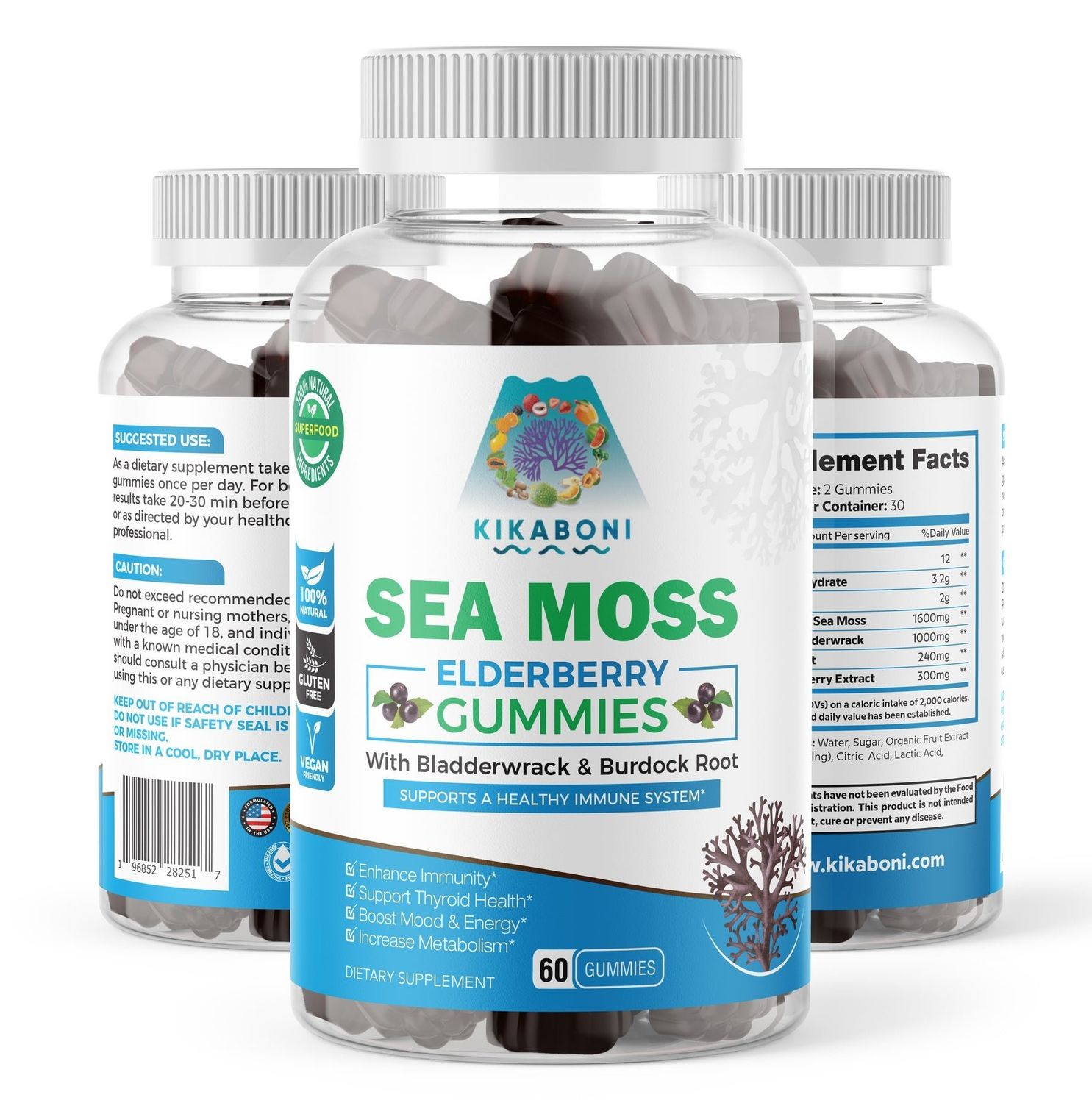 Kikaboni - Sea Moss Elderberry Gummies - 60 Gummies
