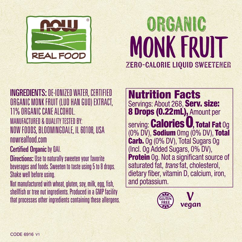 Now - Organic Liquid Monk Fruit - 2 oz
