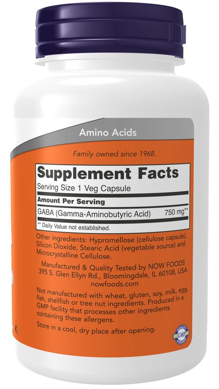 Now - Gaba 750 mg  - 100 Veg Capsules