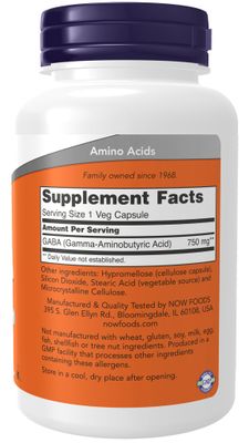 Now - Gaba 750 mg - 100 Veg Capsules