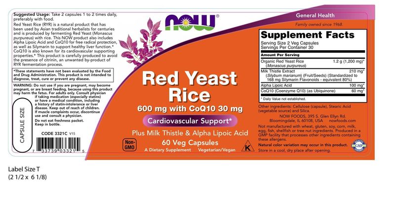 Now - Red Yeast Rice &amp; Coq10 - 60 Veg Capsules