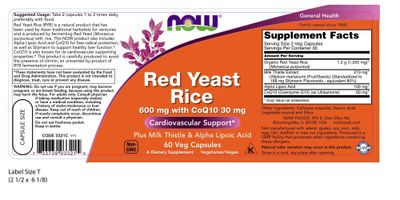 Now - Red Yeast Rice &amp; Coq10 - 60 Veg Capsules
