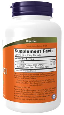 Now - Betaine Hcl - 120 Capsules