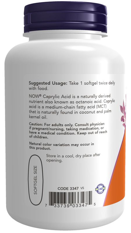 Now - Caprylic Acid 600mg - 100 Softgels