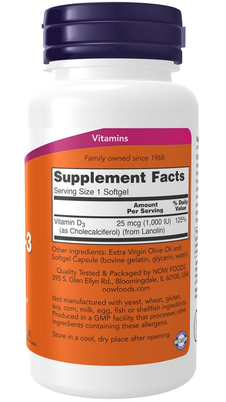 Now - Vit D 3 1000 IU - 180 Softgels