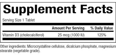 Natural Factors - Vitamin D3 1000 IU - 90 Tablets