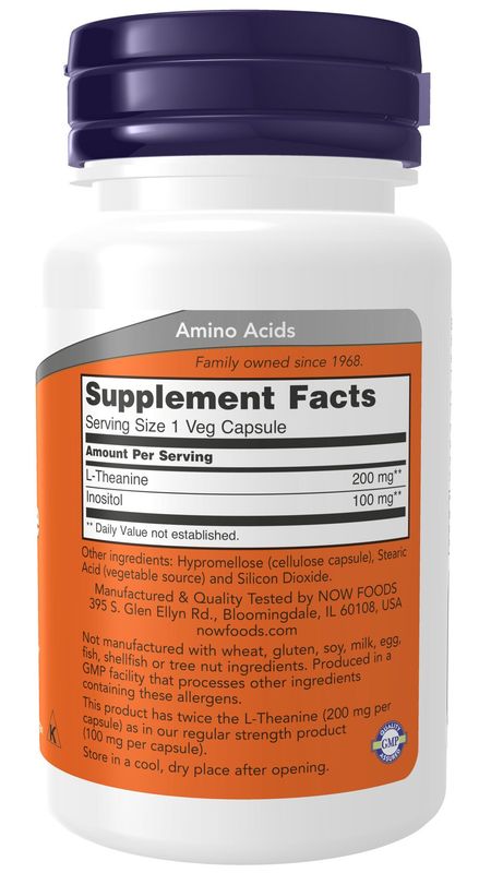 Now - Theanine 200 mg - 60 Capsules