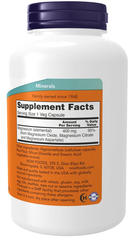 Now - Magnesium 400mg - 180 Capsules