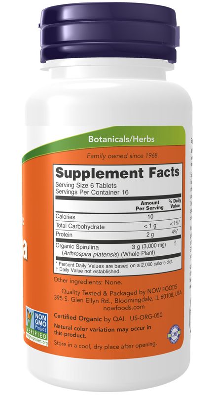 Now - Spirulina 500mg - 200 Tablets