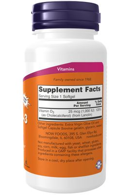 Now - Vit D 3 1000 IU - 360 Softgels