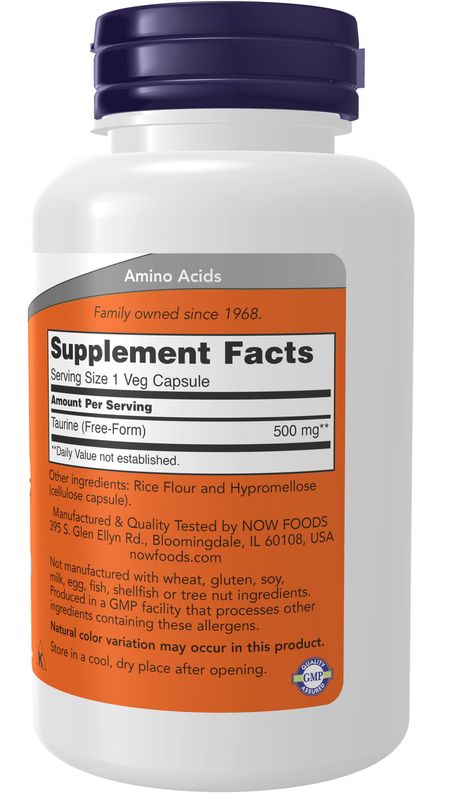 Now - Taurine 500mg - 100 Capsules