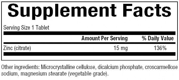 Natural Factors - Zinc Citrate 15 mg - 90 Tablets