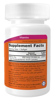 Now - Vit D 3 10000 IU - 120 Softgels
