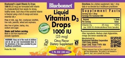 Bluebonnet - Liquid Vitamin D3 Drops 1000 IU Citrus - 1 oz