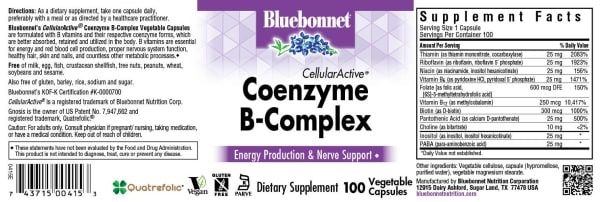 Bluebonnet - Coenzyme B-Complex - 100 Veg Capsules