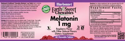 Bluebonnet - Melatonin 1 mg Chewable Raspberry - 60 Tablets