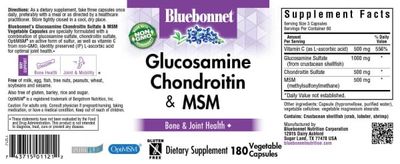 Bluebonnet - Glucosamine Chondroitin Plus MSM - 180 Veg Capsules