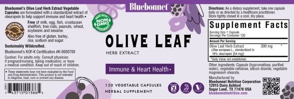 Bluebonnet - Olive Leaf Herb Extract - 120 Veg Capsules