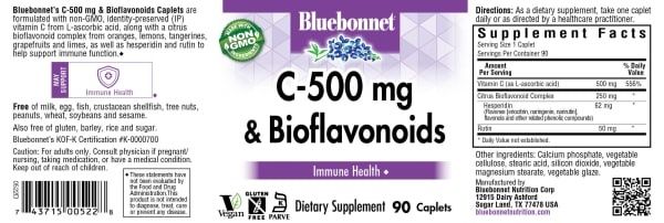 Bluebonnet - C-500 mg Plus Bioflavonoids - 90 Capsules