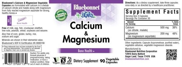 Bluebonnet - Calcium Plus Magnesium - 90 Veg Capsules