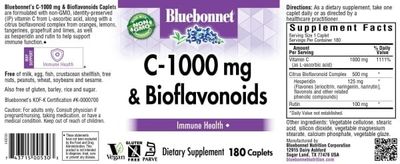 Bluebonnet - C-1000 mg Plus Bioflavonoids - 180 Capsules