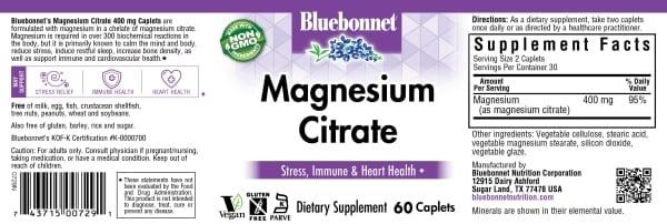 Bluebonnet - Magnesium Citrate Chelated - 60 Capsules