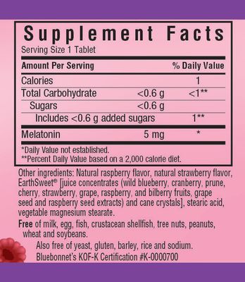 Bluebonnet - Earthsweet Chewable Melatonin 5 mg Raspberry - 120 Count
