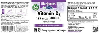 Bluebonnet - Vitamin D3 5000 IU 100 softgels